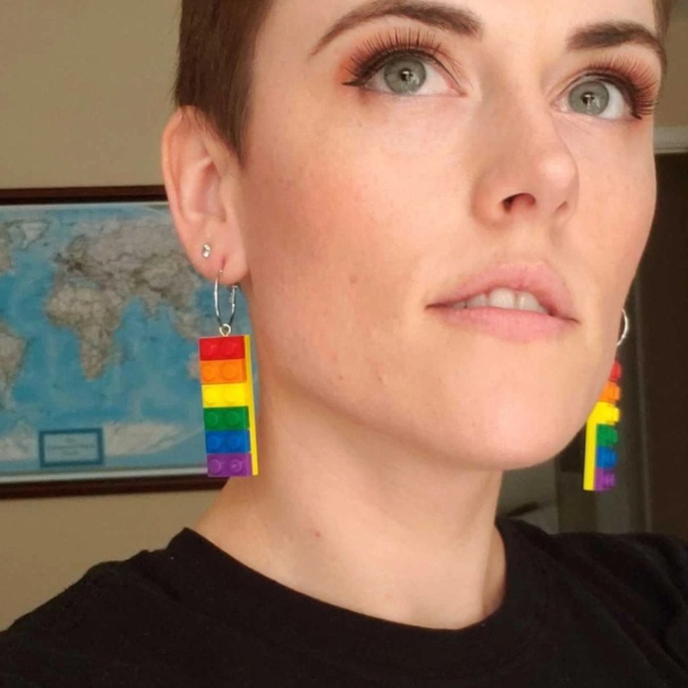 Rainbow Brick Earrings